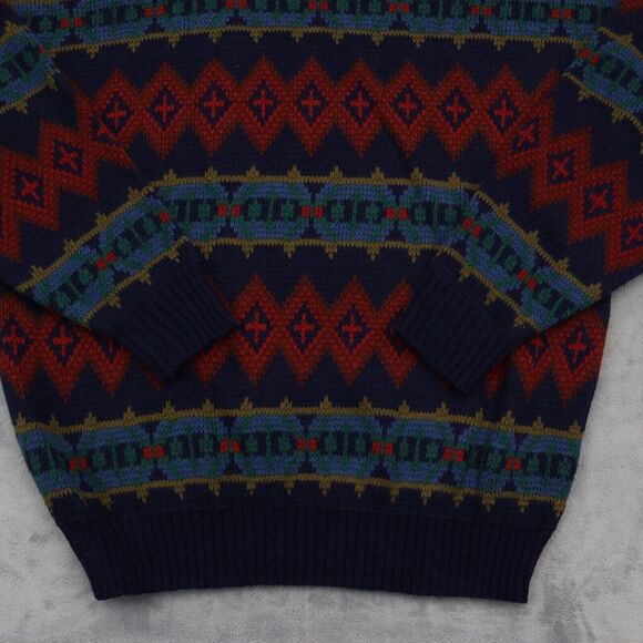 Trend Basics Sweaters Mens L Multicolor Geometric Long Sleeve Crew Neck Pullover - Picture 14 of 16